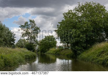 Canal Built Between Morava Part Of Czech And Slovakia By Bata. Beautiful Greenery Lining The Route, 