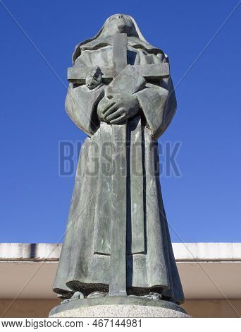 Banos De Montemayor, Spain - Jan 3rd, 2021: Saint Rose Of Lima Statue, Banos De Montemayor, Caceres,