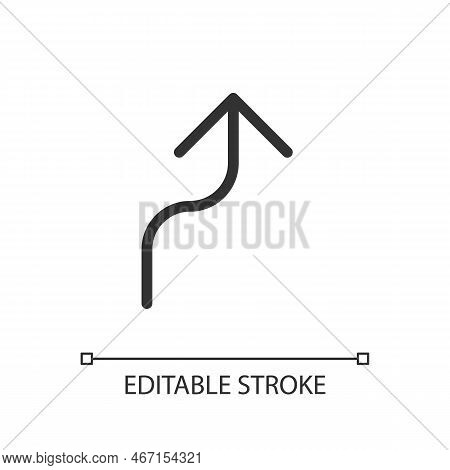 Right Reverse Turn Pixel Perfect Linear Ui Icon. Follow Arrow. Road Sign. Finding Route. Gui, Ux Des