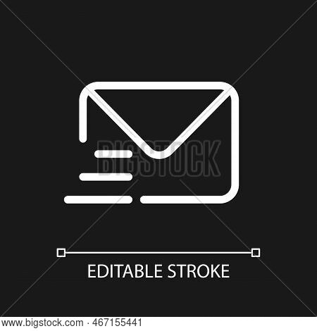 Letter Pixel Perfect White Linear Ui Icon For Dark Theme. Written Correspondence. Express Mail. Vect