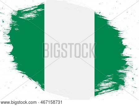 Nigeria Flag On Distressed Grunge Brush Background