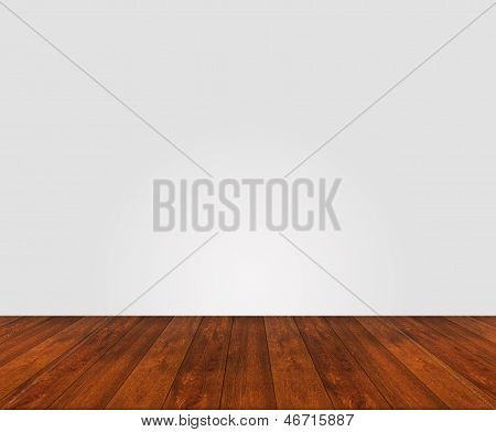 Wooden Floor With White Wall