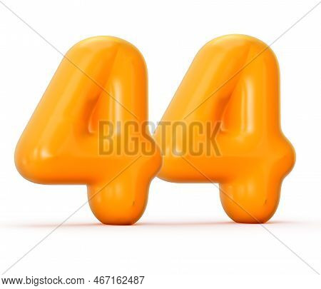 Glossy Orange Jelly Number 44 Or Forty Four Isolated On White Background 3d Illustration