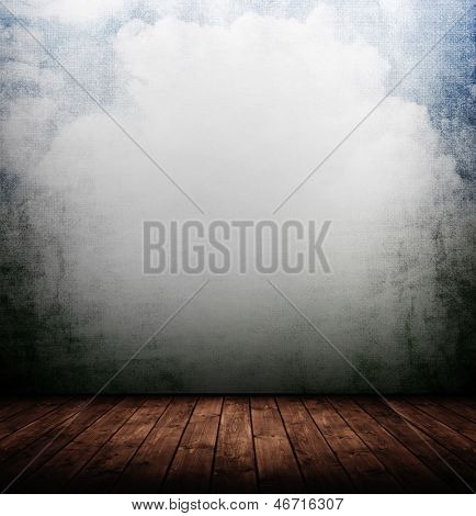 오래 된 목조 인테리어 방입니다.