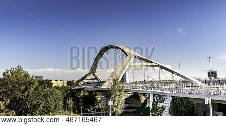 Third Millennium Bridge (puente Del Tercer Milenio). Modern Architecture In Zaragoza, Spain