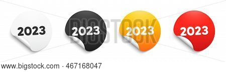 2023 Year Icon. Round Sticker Badge With Offer. Event Schedule Annual Date. 2022 Annum Planner. Pape