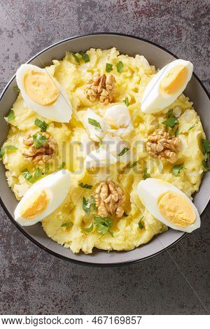 Atascaburras The Delicious Combination Of Potatoes, Cod And Garlic From Castile La Mancha Closeup On