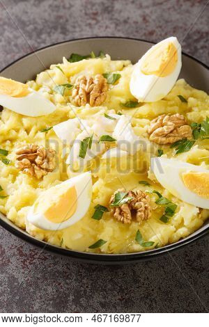 Atascaburras The Delicious Combination Of Potatoes, Cod And Garlic From Castile La Mancha Closeup On