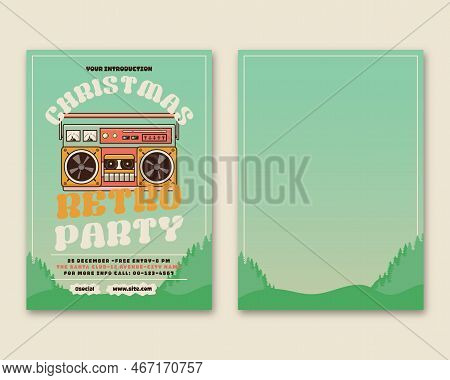 Christmas Flyers In Modern Art Deco Style. Happy New Year 2023 Celebration Retro Party Cards With Ta