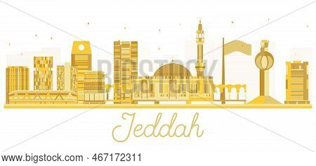 Jeddah City Skyline Golden Silhouette. Vector Illustration. Business Travel Concept. Jeddah Cityscap
