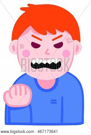 Sticker Of An Angry Boy With Red Eyes