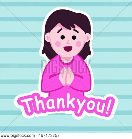 Sticker Of A Young Girl Saying Thank You