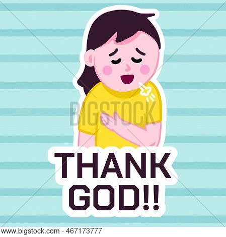 Thank God Close Save Sticker With Cute Girl