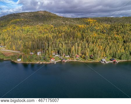 Aerial View Of Mountain And The Sea At Skuleberget Campsite Caravan Camping In Hoga Kusten Sweden