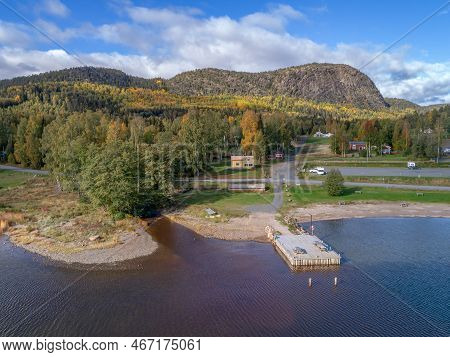 Aerial View Of Mountain And The Sea At Skuleberget Campsite Caravan Camping In Hoga Kusten Sweden