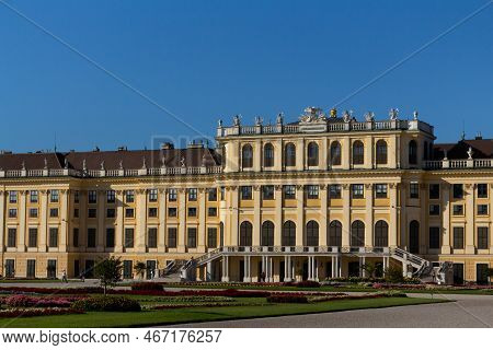 Vienna, Austria - August 18, 2019: Schonbrunn Palace Was The Main Summer Residence Of The Habsburg R