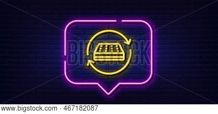 Neon Light Speech Bubble. Two Sided Mattress Line Icon. Change Side Of Orthopedic Pad Sign. Breathab