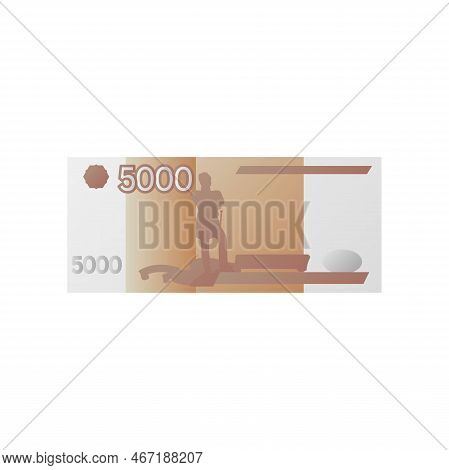 Five Thousand Rubles Banknote, Cash Money Of Russia. Vector Illustration Of Paper Currency And Bankn