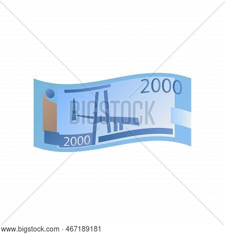 Curvy Two Thousand Rubles Banknote, Cash Money Of Russia. Vector Illustration Of Paper Currency And 