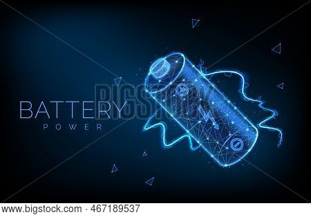 Abstract Low Poly Battery Charge From Electric Discharge Or Lightning, High Voltage, Long Battery Ch