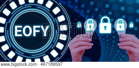 Sign Displaying Eofy. Concept Meaning A Mega Sale Held On An End Of A Financial Year