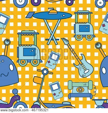 Seamless Pattern Background With Toy Icons Vector Illustration