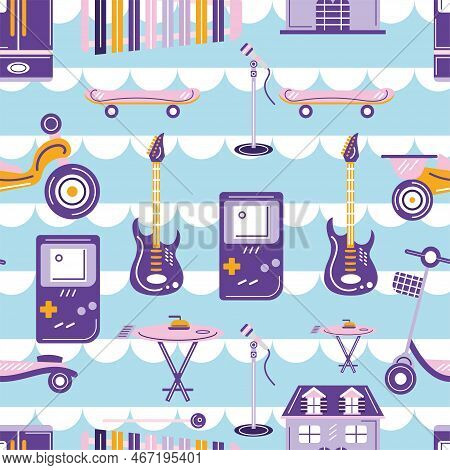 Seamless Pattern Background With Toy Icons Vector Illustration