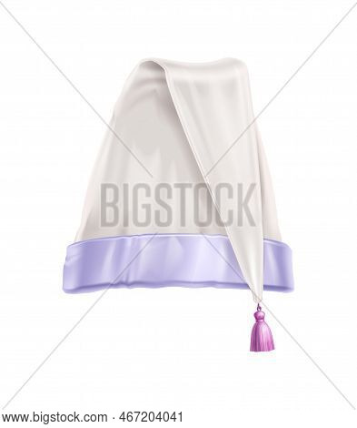 Sleeping Hat Realistic Composition With Isolated Image Of Colorful Houve Bed Cap On Blank Background