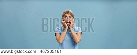 Indoor Shot Of Shocked Troubled Girlfriend Hearing Mom Returned Home Being With Boyfriend Biting Fin