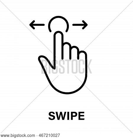 Swipe Gesture Of Computer Mouse. Pointer Finger Black Line Icon. Cursor Hand Linear Pictogram. Click