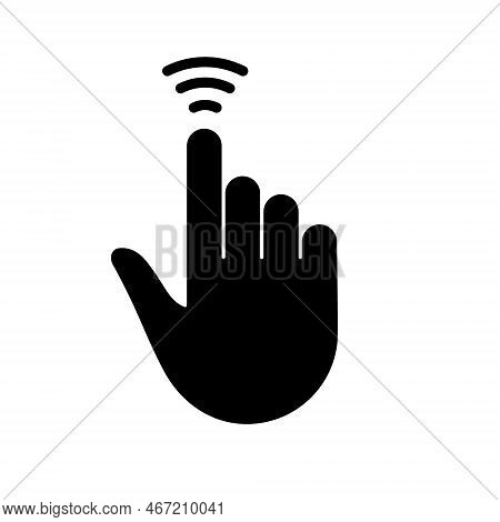Cursor Hand Computer Mouse Silhouette Icon. Pointer Finger Black Glyph Pictogram. Click Press Double