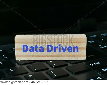 Wooden Block Written Data Driven On Computer Keyboard.