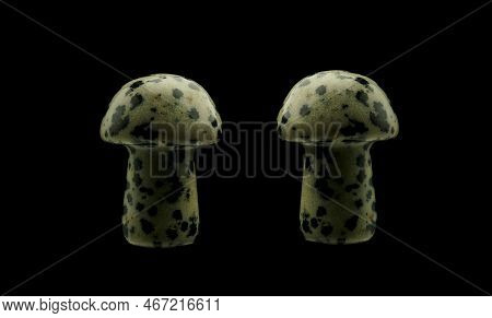Stone Mushrooms Made From Mixed Gemstones And Crystalize Rock Showing Unique Patterns And Colours Us