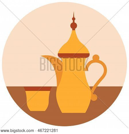 Ramadan Vector Illustration Circle For Drink Jug.