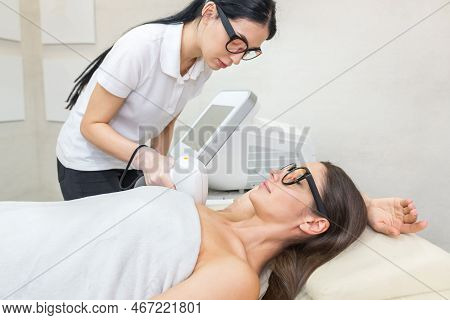 Laser Hair Removal And Cosmetology In A Beauty Salon. Hair Removal Procedure. The Concept Of Laser H