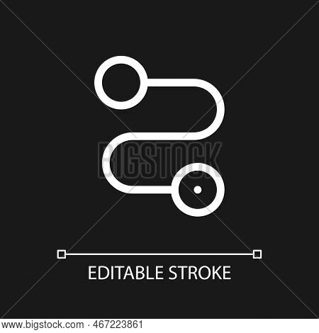 Travel Route Pixel Perfect White Linear Ui Icon For Dark Theme. Distance Between Two Points. Vector 