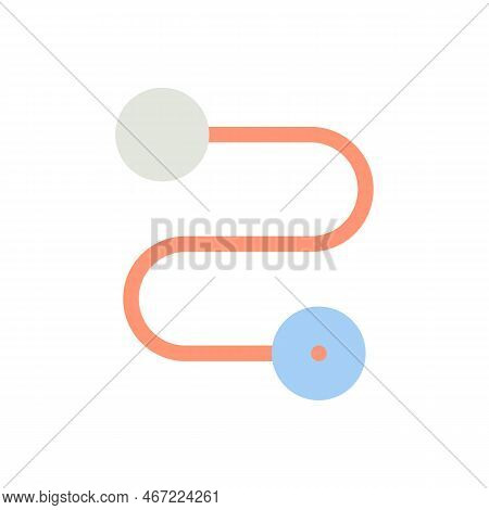 Travel Route Flat Color Ui Icon. Distance Between Two Points. Gps Navigation. Geo Coordinates. Simpl