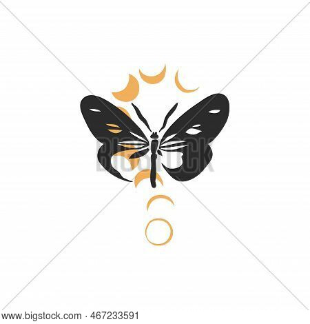 Hand Drawn Vector Abstract Graphic Illustrations Celestial Design Concept With Logo Magic Line Silho