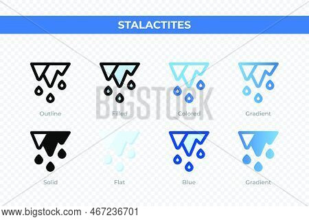 Stalactites Icons In Different Style. Stalactites Icons Set. Holiday Symbol. Different Style Icons S