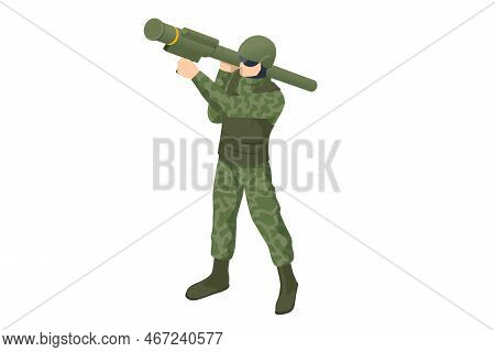 Isometric Special Forces Soldier Police, Swat Team Member. Army Soldier With Man-portable Surface-to