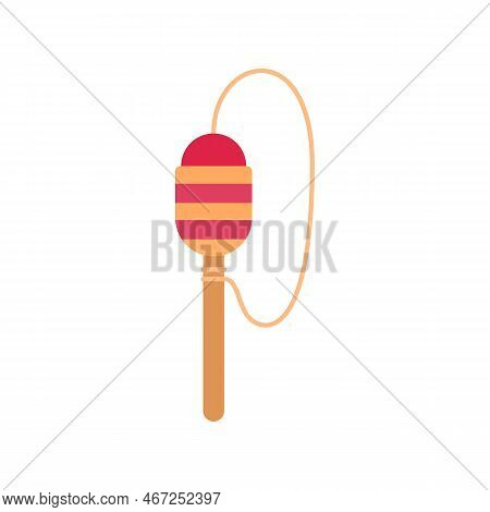 Cartoon Color Kendama Japanese Wooden Toy In Shape Of A Ball And Cup Flat Design Style. Vector Illus