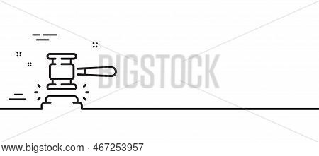 Auction Hammer Line Icon. Bid Offer Sign. Lot Was Sold Symbol. Minimal Line Illustration Background.
