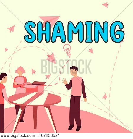 Text Caption Presenting Shaming. Business Overview Subjecting Someone To Disgrace, Humiliation, Or D