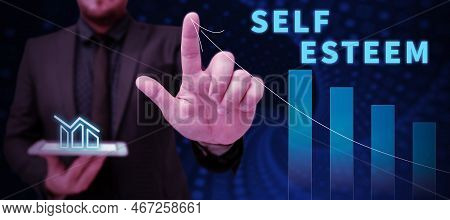 Conceptual Display Self Esteem. Business Concept A Feeling Of Having Respect For Yourself And Your A