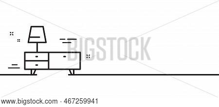 Dresser Line Icon. Home Furniture Sign. Modern Commode Symbol. Minimal Line Illustration Background.