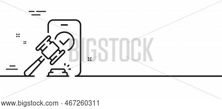 Auction Line Icon. Bid Offer Sign. Act Hammer Deal Symbol. Minimal Line Illustration Background. Auc