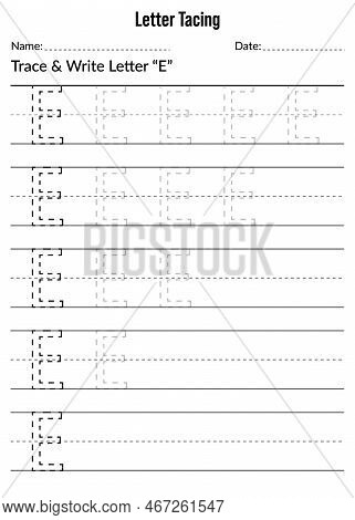Alphabet Letter Tracing Worksheet. Writing A-z Exercise. Letter Tracing E Worksheet. English Alphabe
