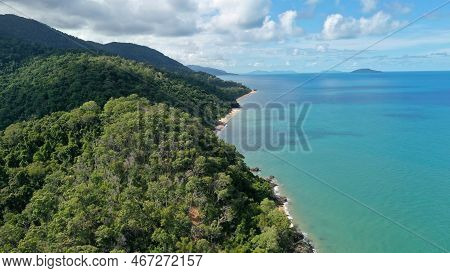 Tropical North Queensland Aerial View Of Coast And Rainforest