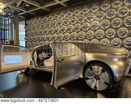 Warsaw, Poland - Jul 11: Mercedes Benz F 015 Concept Car At Copernicus Science Centre In Warsaw, Pol