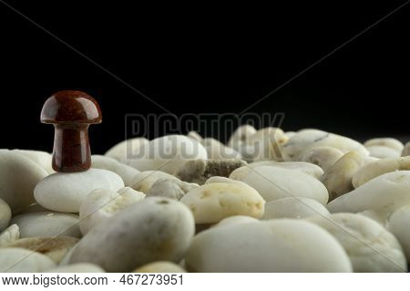Stone Mushrooms Made From Mixed Gemstones And Crystalize Rock Showing Unique Patterns And Colours Us